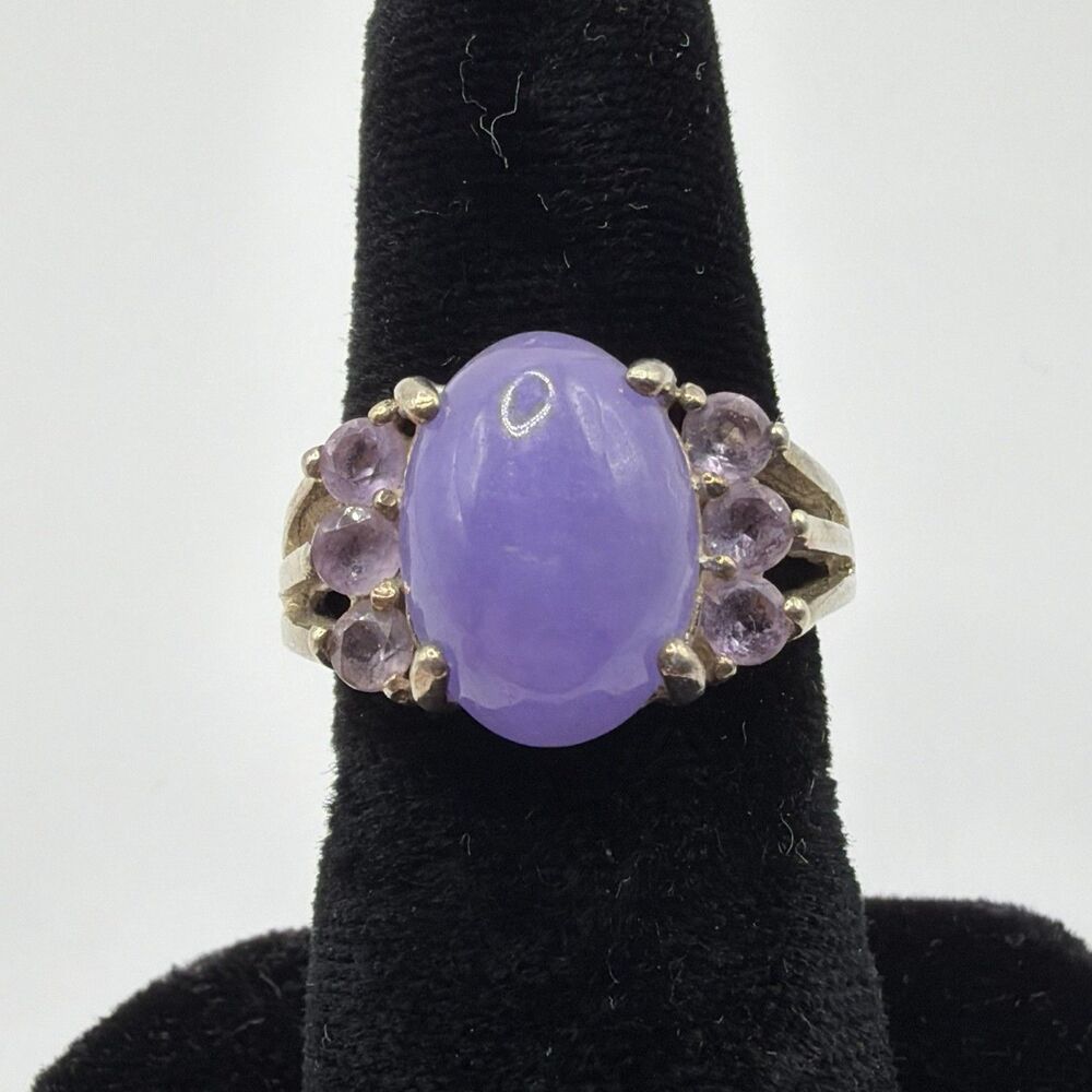 Vintage 925 Sterling Silver Lavender Chalcedony Amethyst Ring Size 5.5